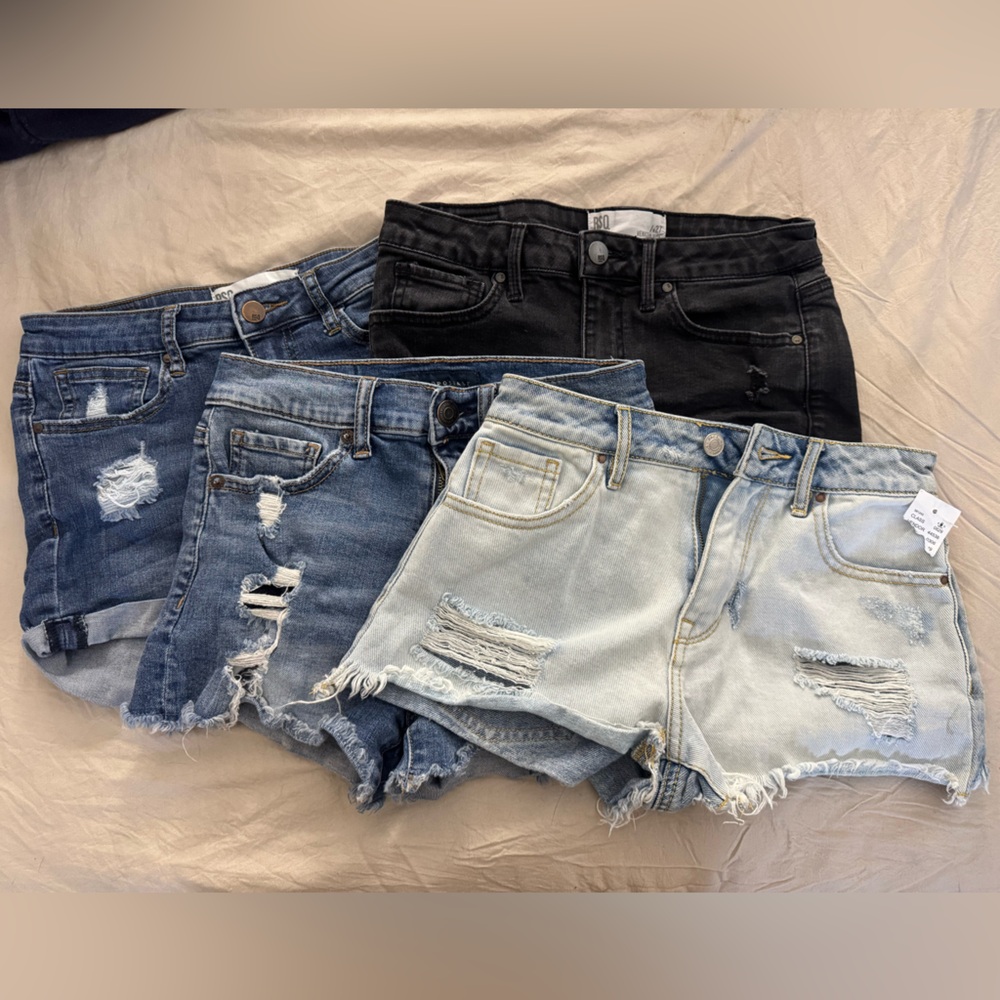 PacSun Blue and Black Denim Shorts Set
